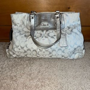 Coach Handbag Silver signature C pattern